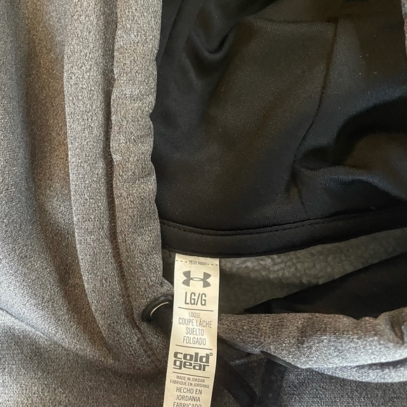 🩶Under Armour Cozy Gray Fleece Pink Trimmed Sportstyle Pullover Hoodie - Picture 5 of 11